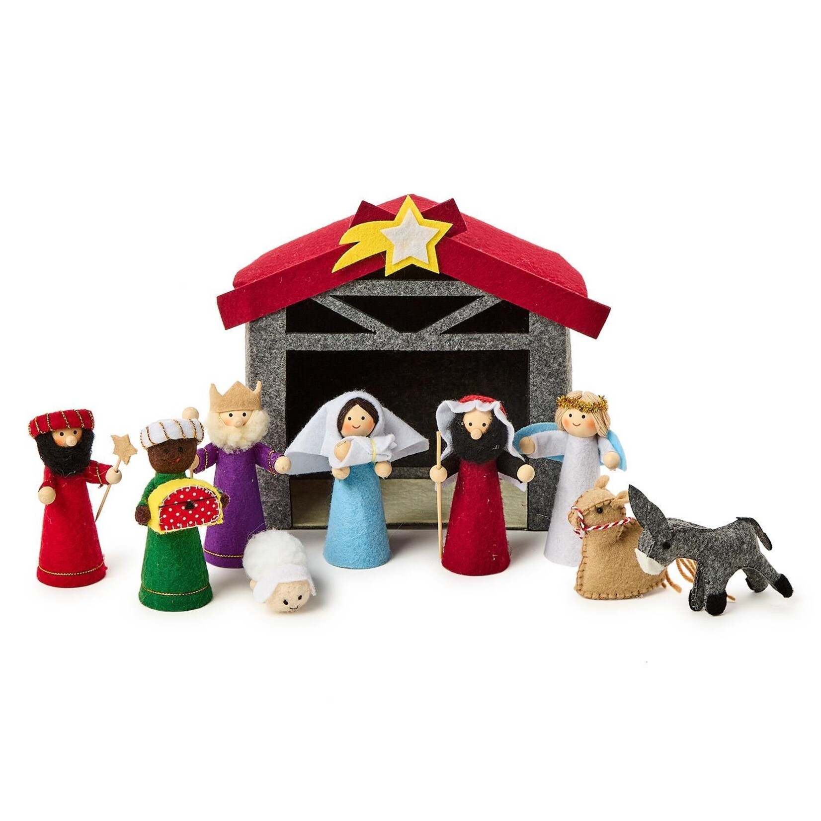 Two's Company Star Bright 10 Pc Hand-crafted Nativity Keepsake Set