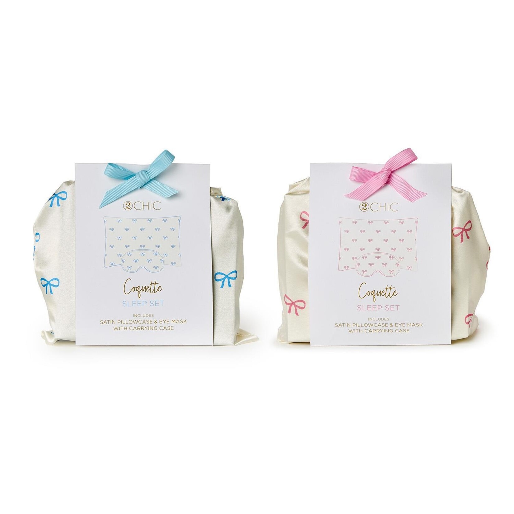 Two's Company Coquette Satin Pillowcase and Eye Mask Set
