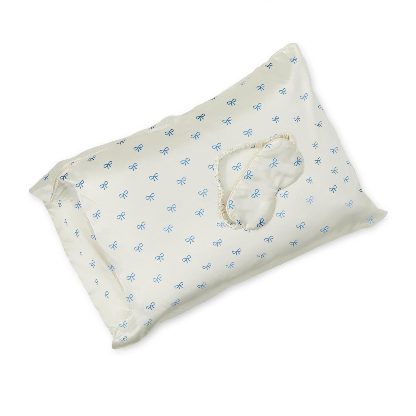 Two's Company Coquette Satin Pillowcase and Eye Mask Set