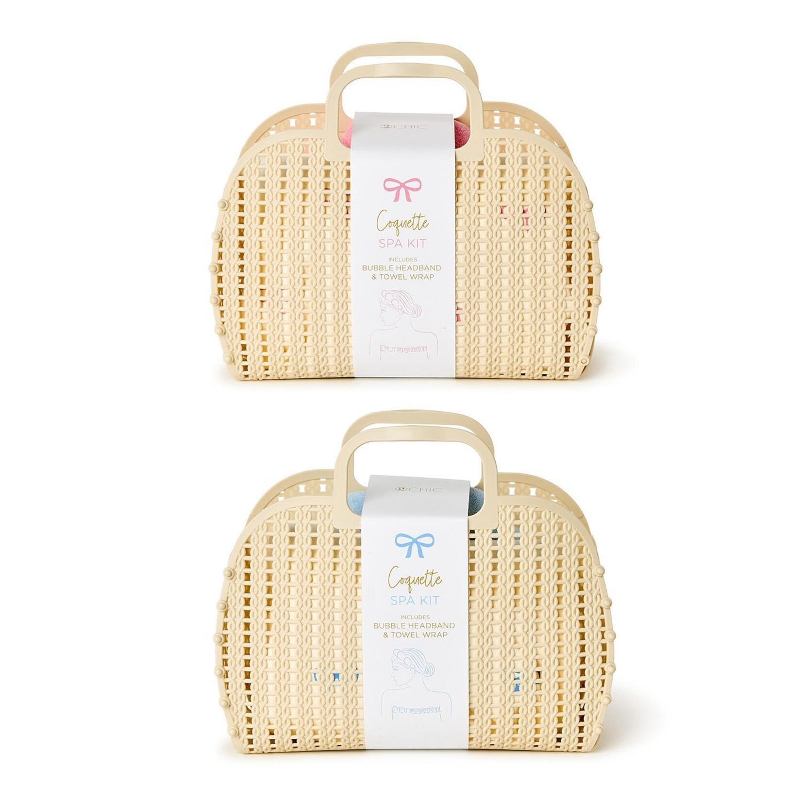 Two's Company Coquette Spa Time Headband and Snap Closure Wrap Towel Set