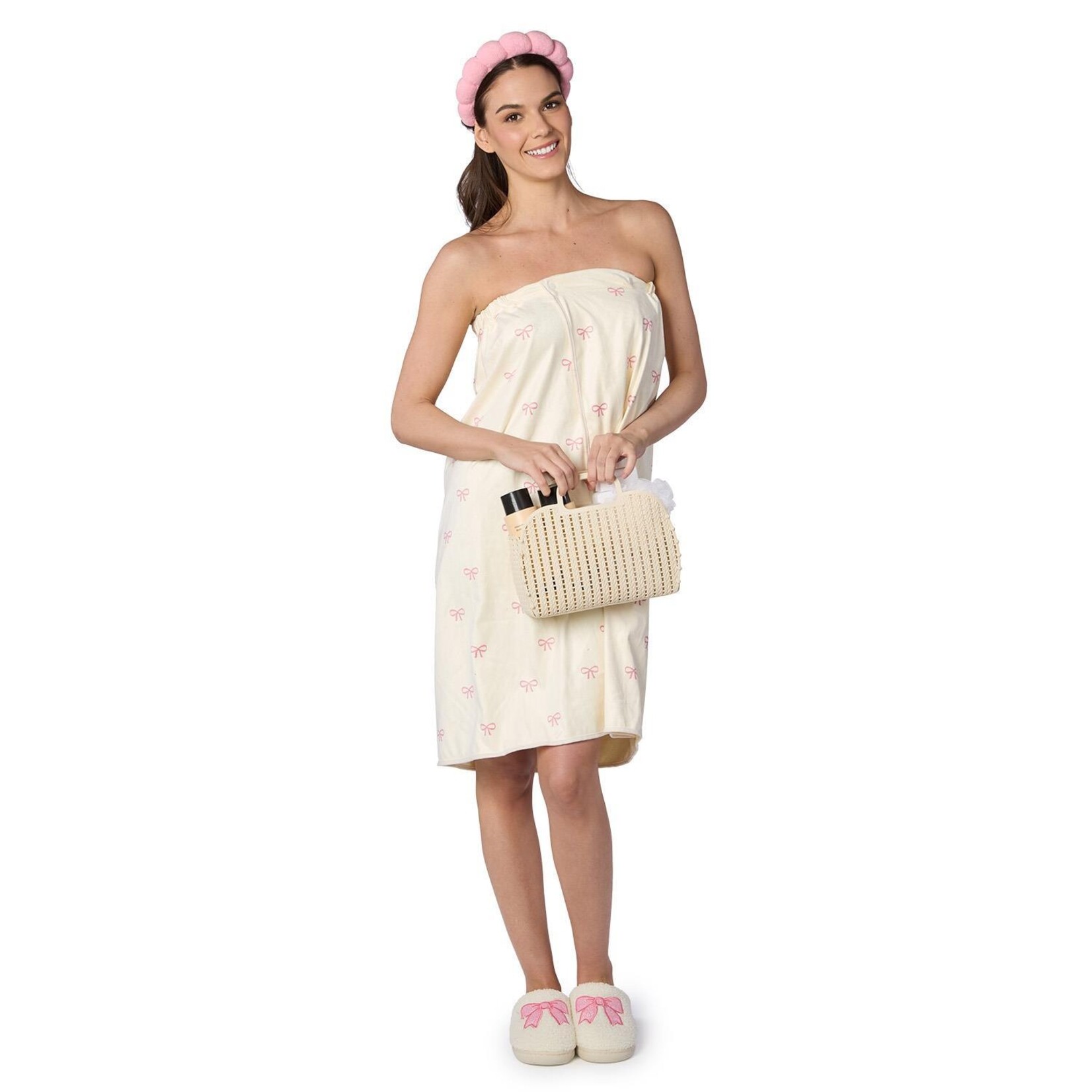 Two's Company Coquette Spa Time Headband and Snap Closure Wrap Towel Set