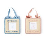 Two's Company Baby's First Christmas Embroidered Keepsake Photo Frame Ornament