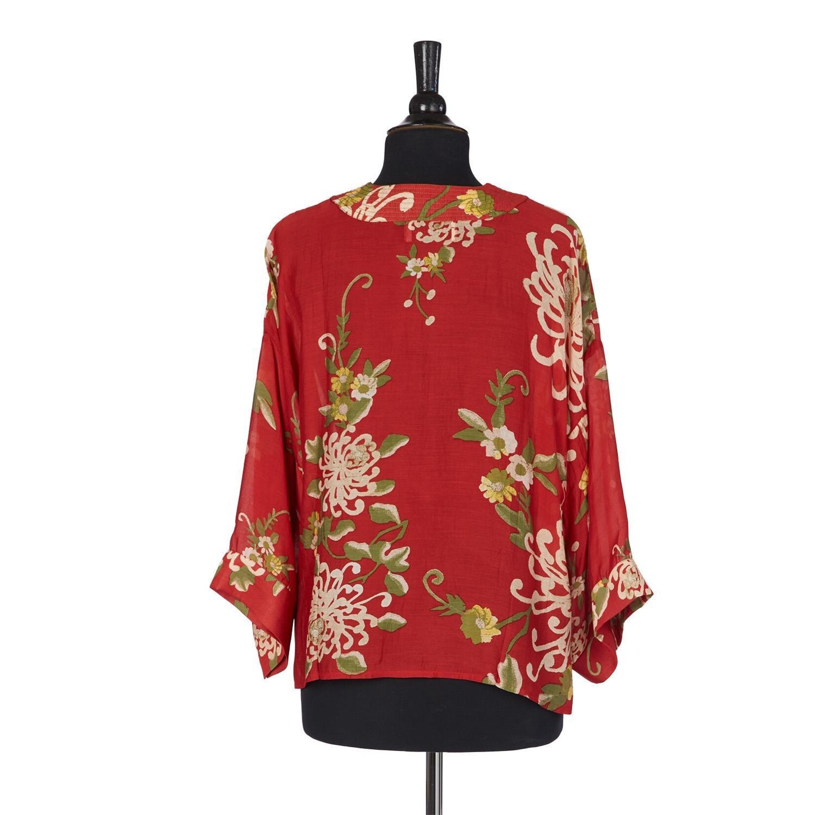 Two's Company Chrysanthemum Red Short Kimono