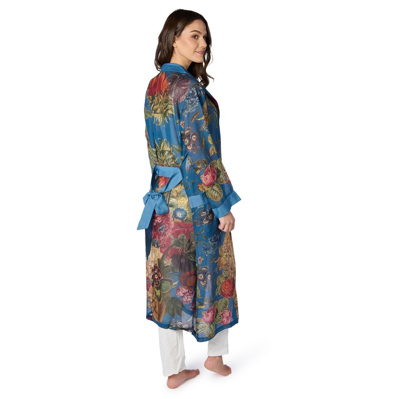 Two's Company Primula Print Teal Robe Gown