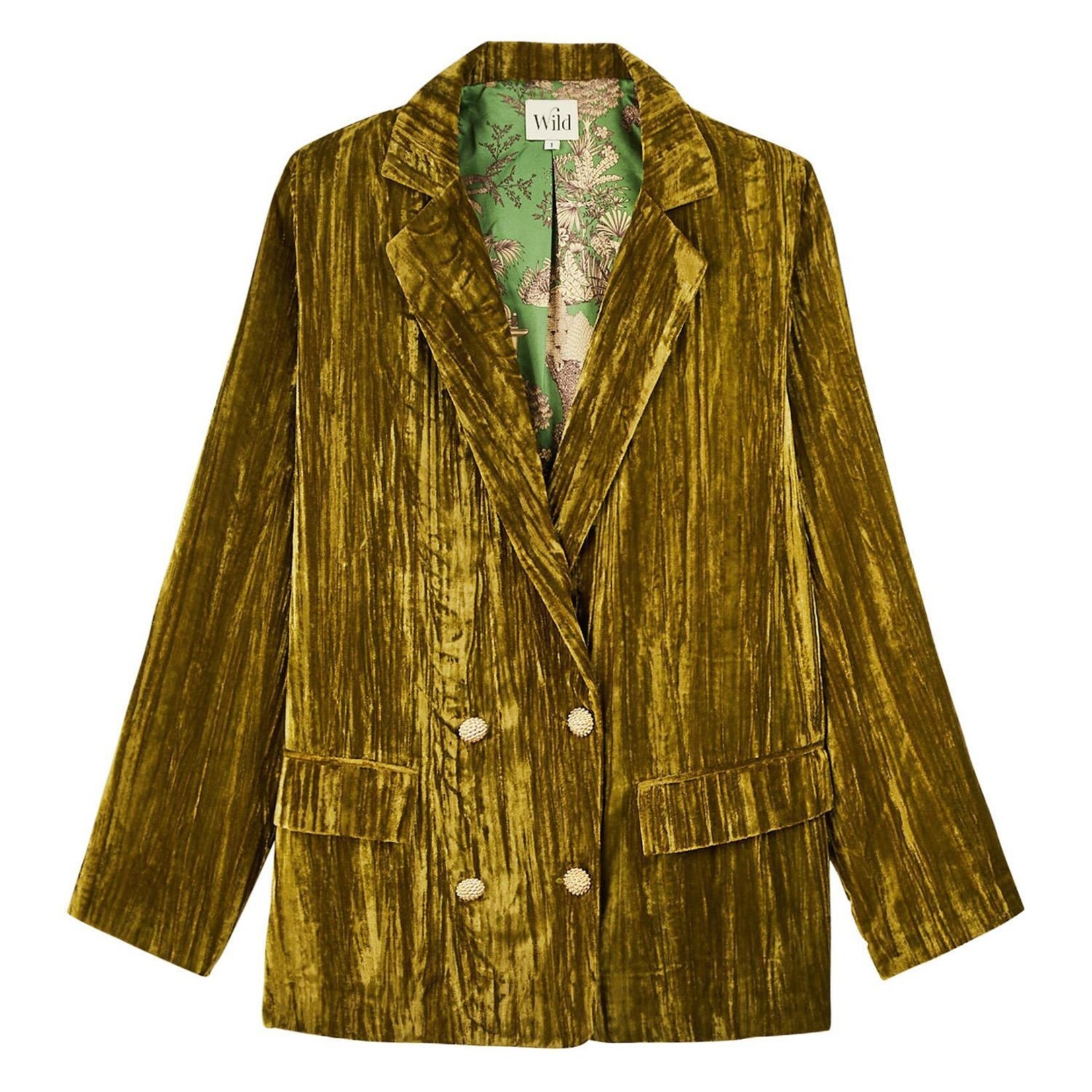 Two's Company Kim Crushed Velvet Jacket Smokey Olive S/M