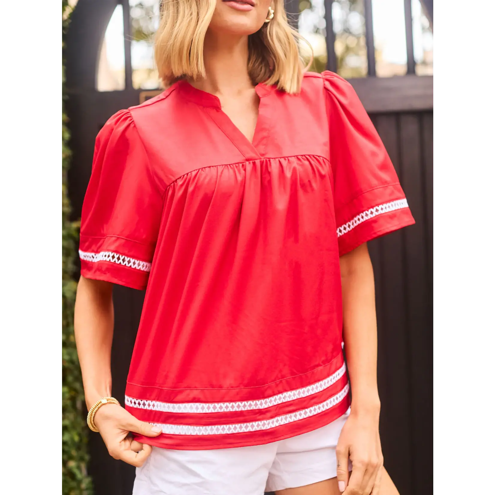Mary Square Jasmine Red Top