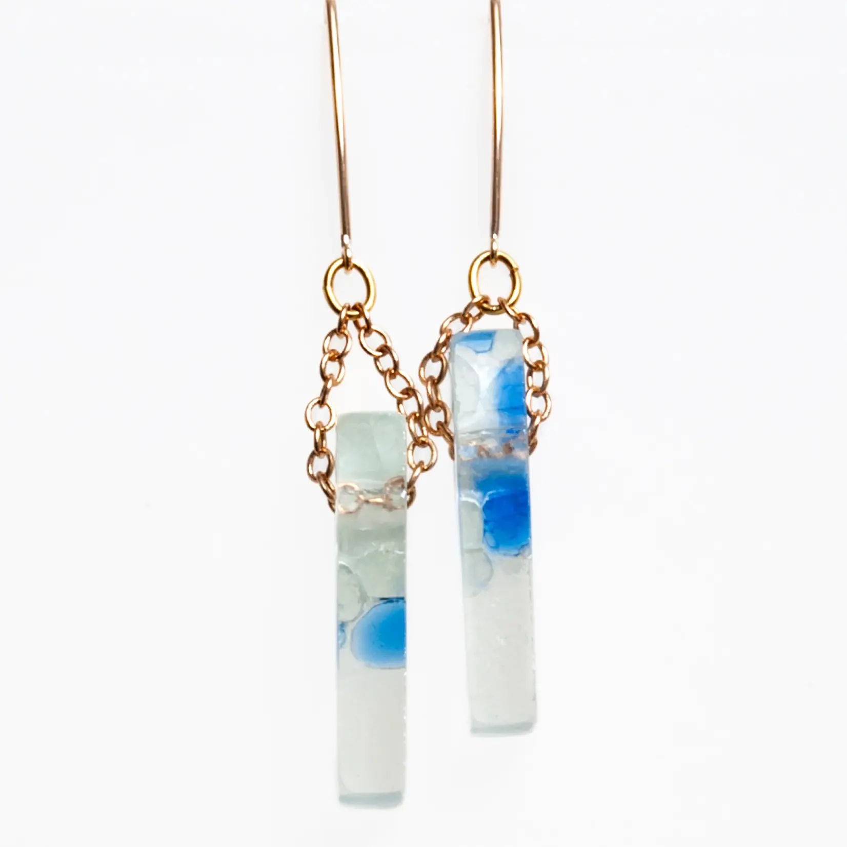 Smart Glass Recycled Jewelry Recycled Glass Mosaic Earrings-Ocean