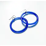 Smart Glass Recycled Jewelry Large Recycled Glass Hoop - Cobalt