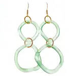 Smart Glass Recycled Jewelry Recycled Glass Double Dangle Wave Earrings - Antique Clear