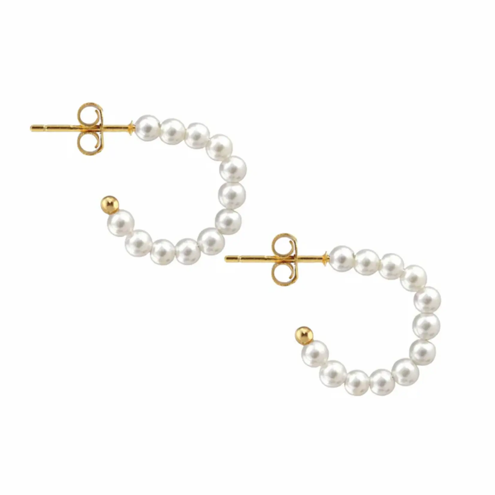 Kris Nations Freshwater Pearl Huggie Post Hoop Earrings