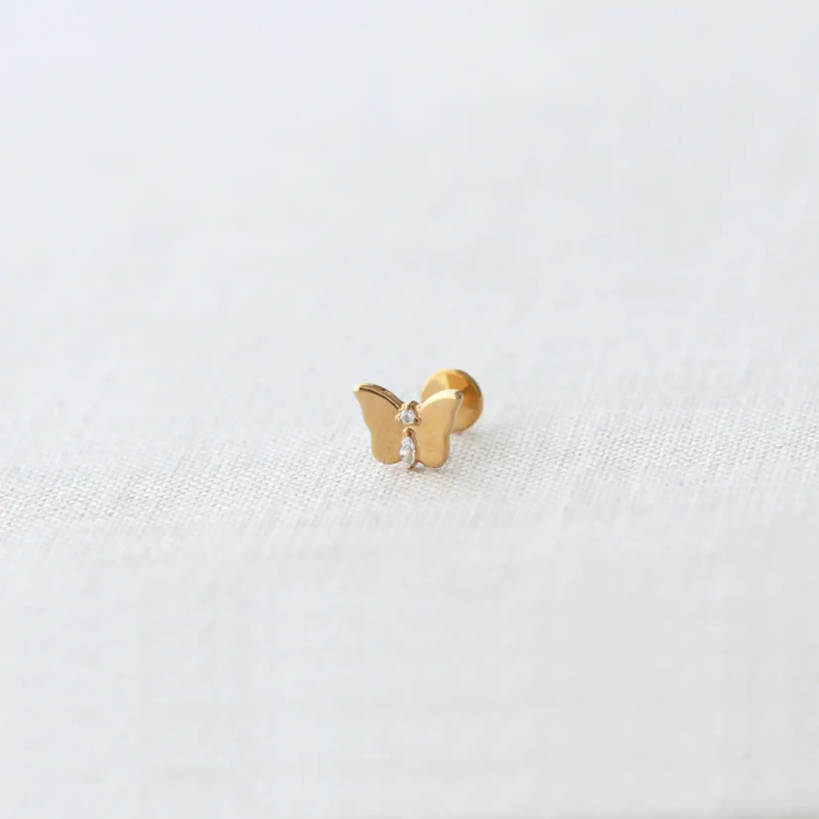 Kris Nations Butterfly Crystal Titanium Flat Back Stud Earring