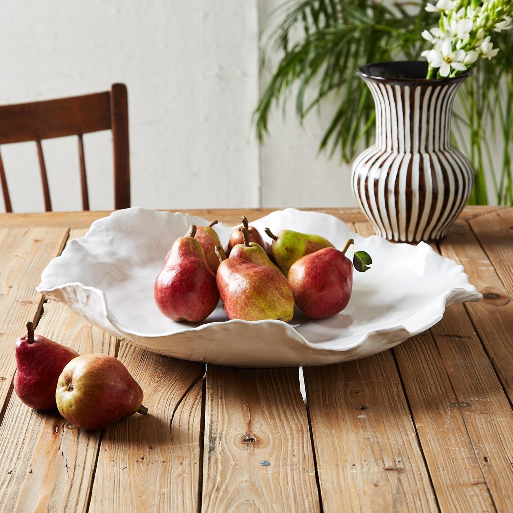 Two's Company White Freeform Ceramic Bowl Large
