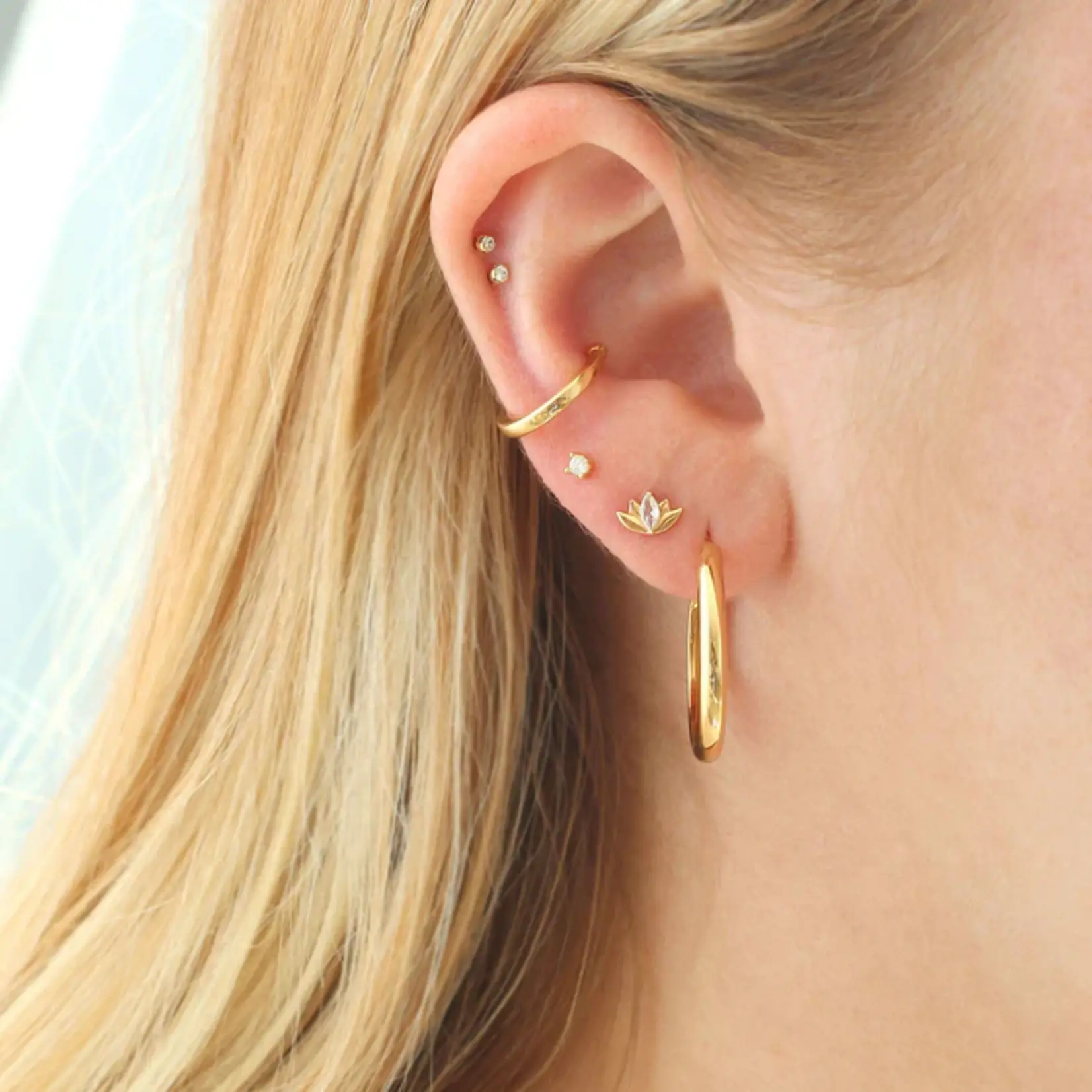 Kris Nations Lotus Stud with Crystal Earrings