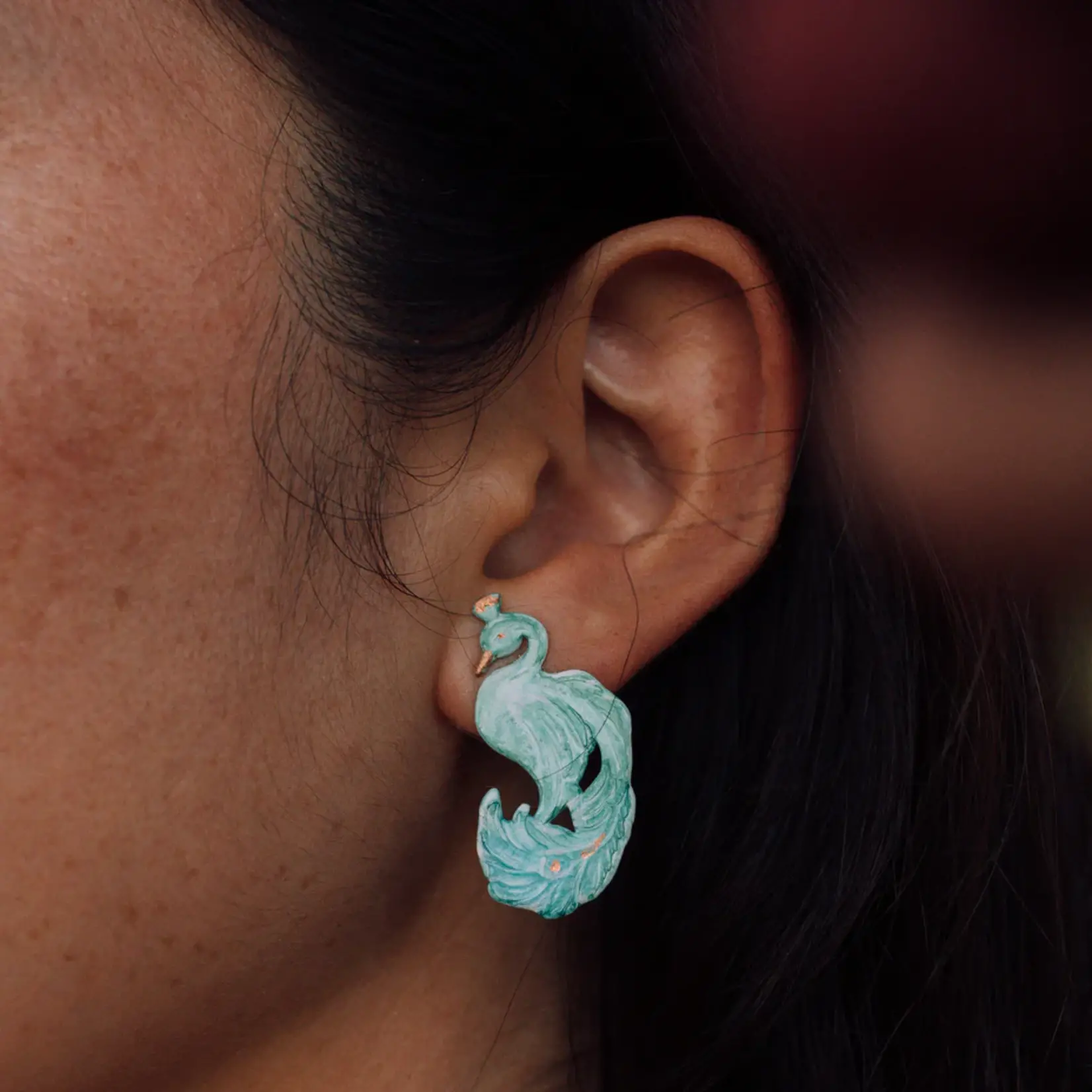 We Dream In Colour Jade Peacock Earrings