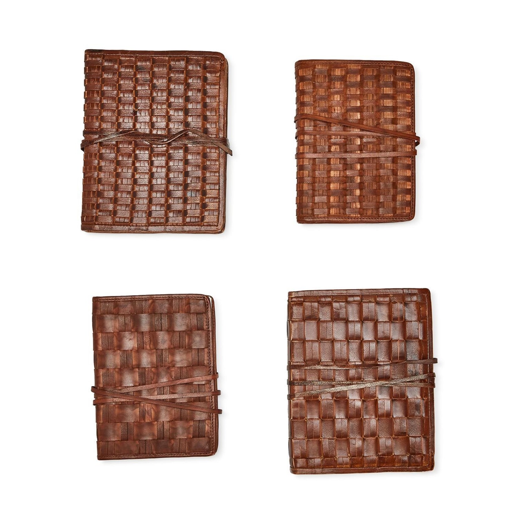 Two's Company Chestnut Woven Leather Journal 6x8
