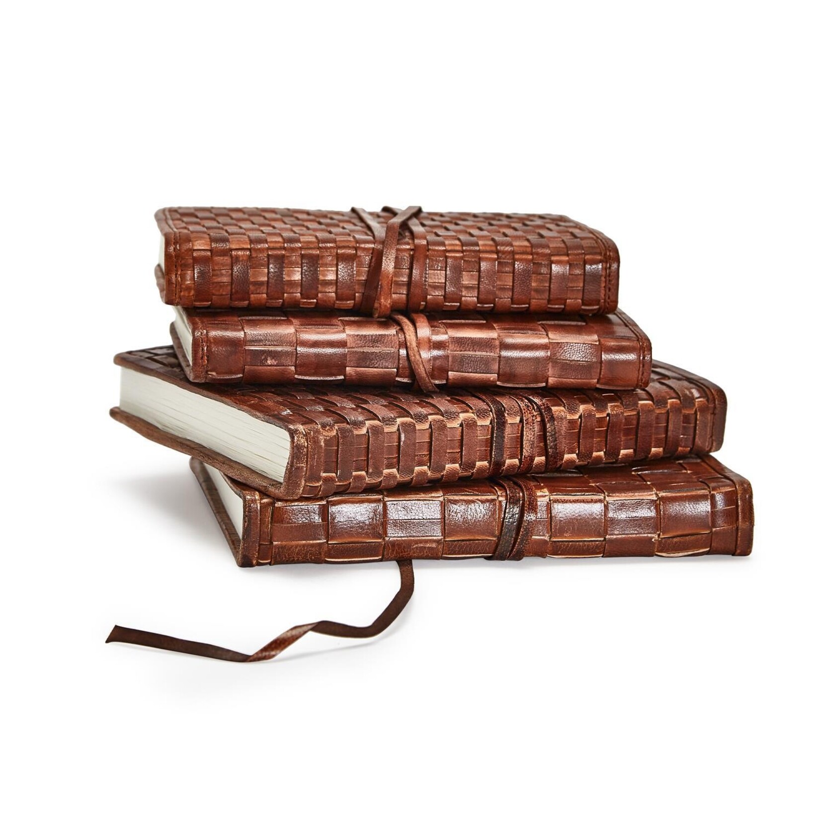 Two's Company Chestnut Woven Leather Journal 6x8