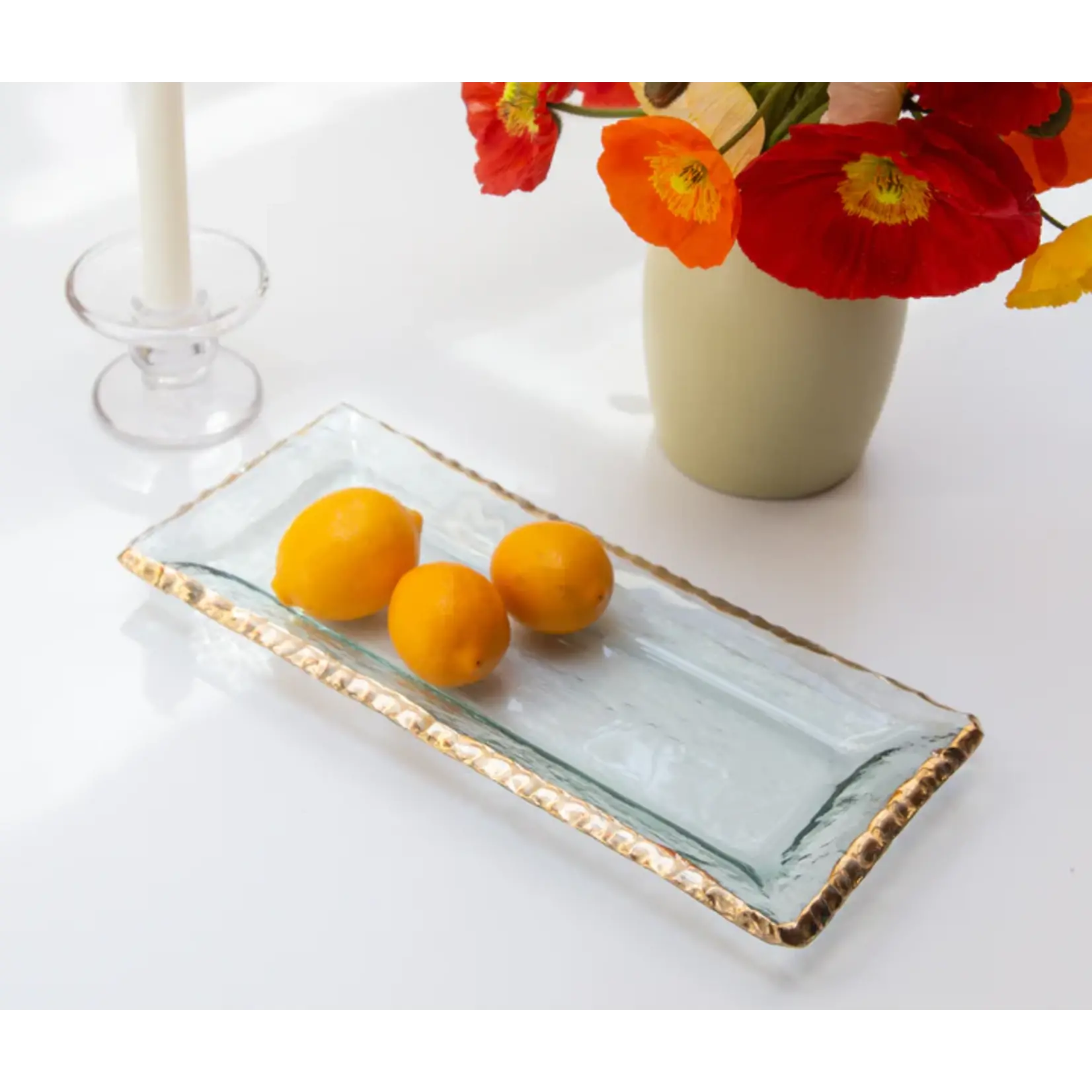 Annieglass Edgy Appetizer Tray, Gold 13.5x6"