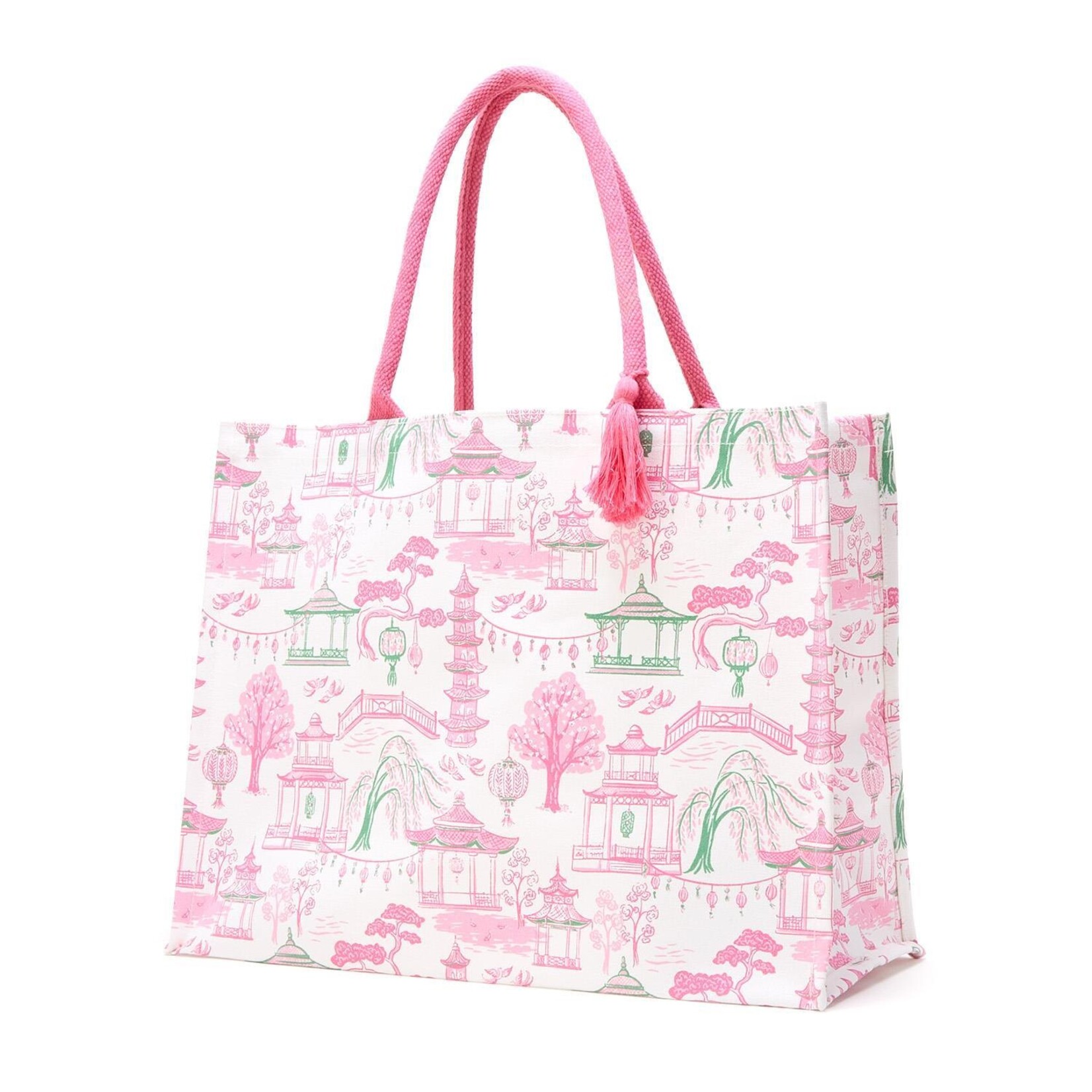 Two's Company Mahjong Block Print Tote Bag