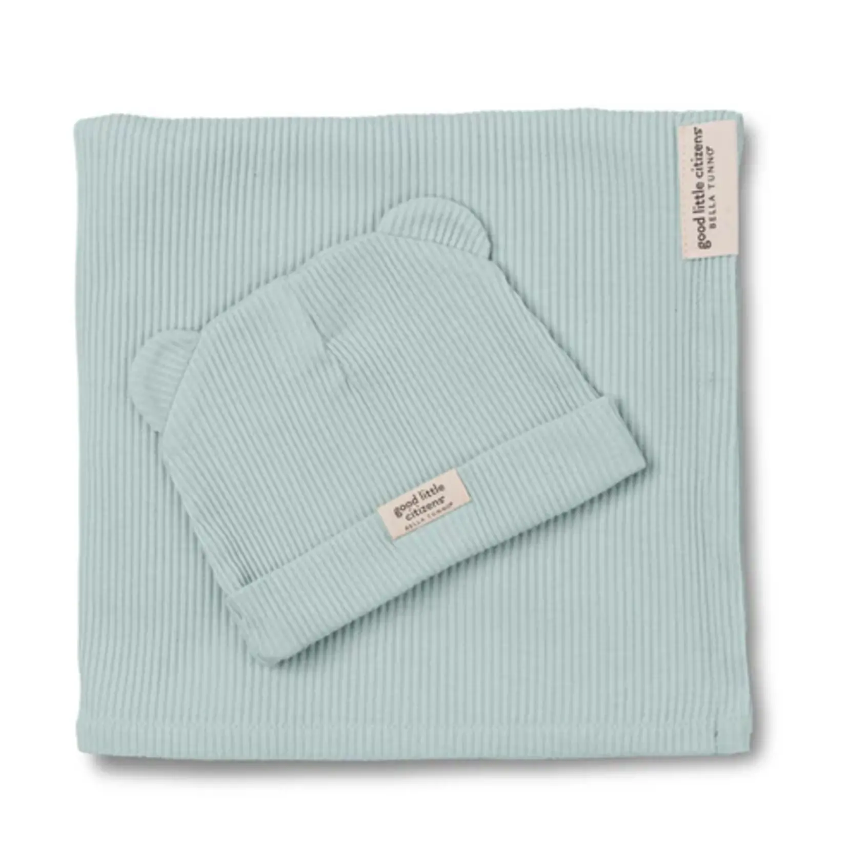 Bella Tunno Rib Swaddle & Beanie Set Fog