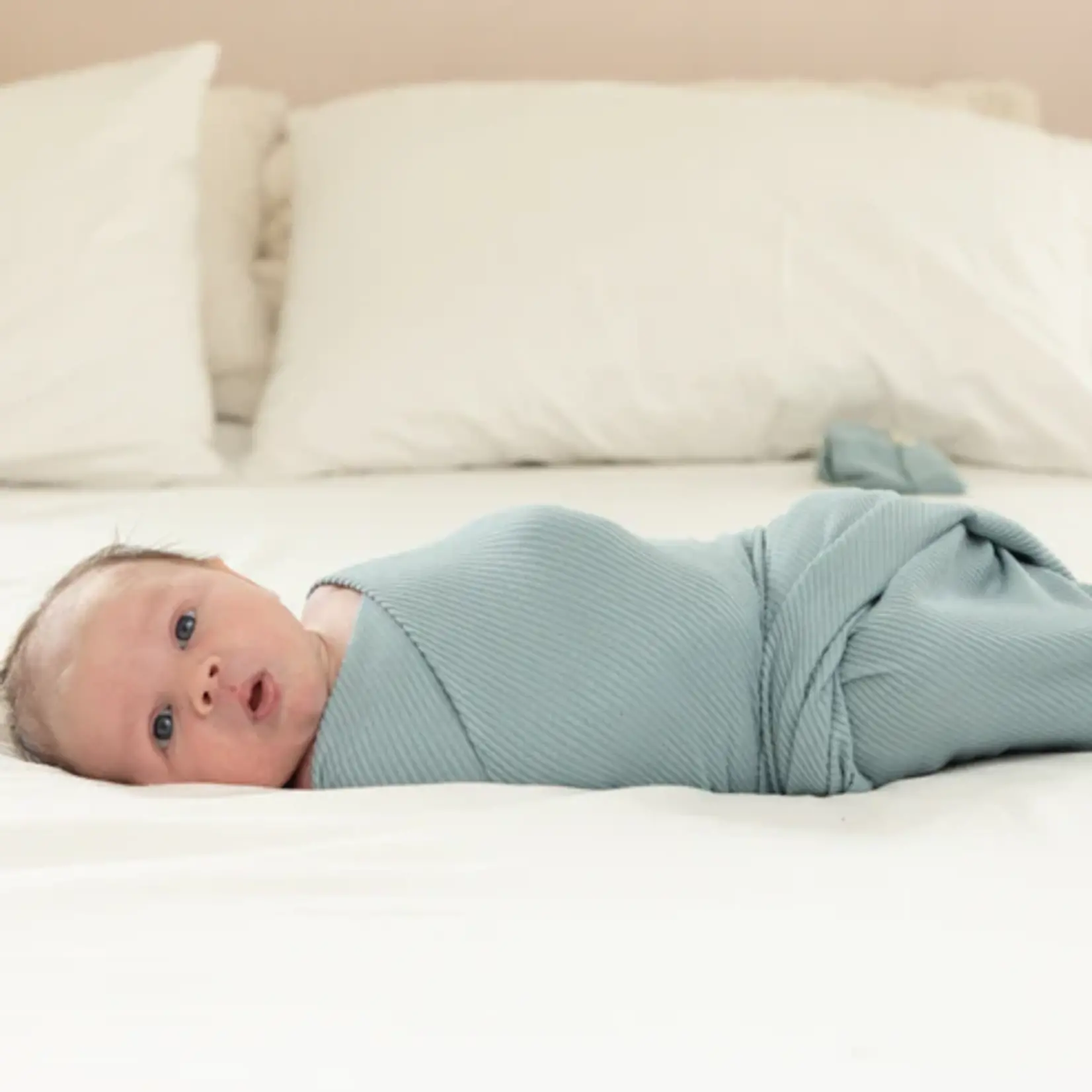 Bella Tunno Rib Swaddle & Beanie Set Fog