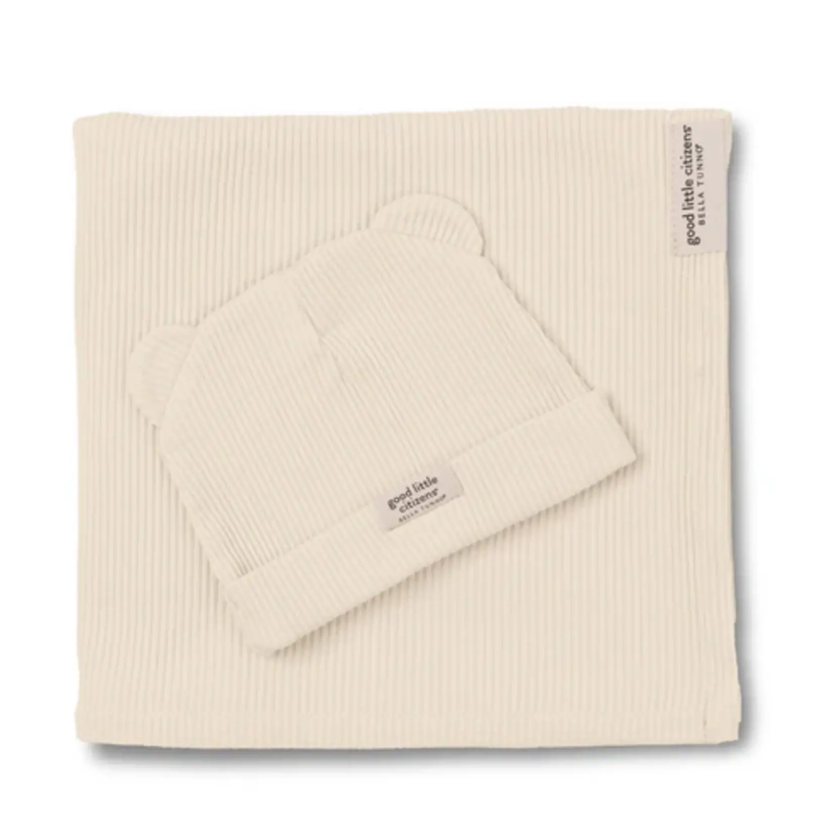Bella Tunno Rib Swaddle & Beanie Set Linen