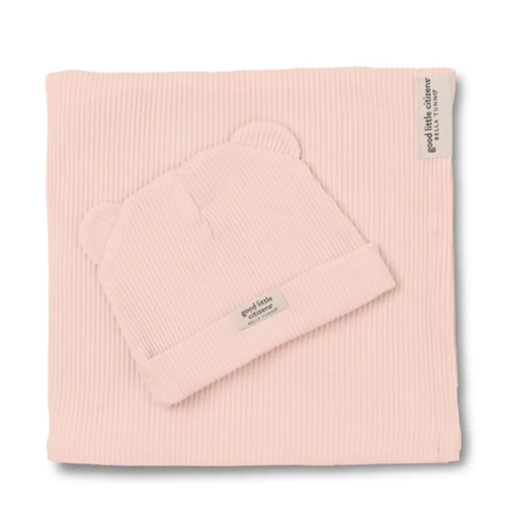 Bella Tunno Rib Swaddle & Beanie Set Blush