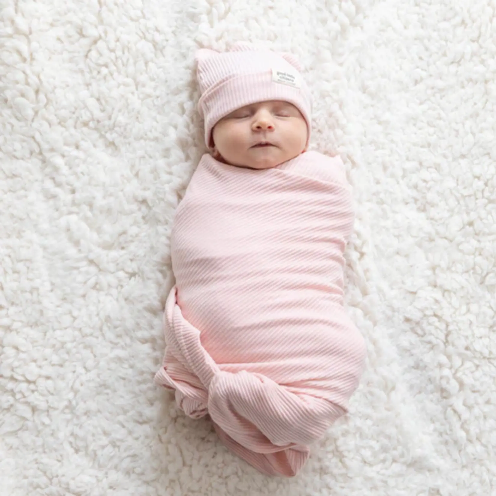 Bella Tunno Rib Swaddle & Beanie Set Blush