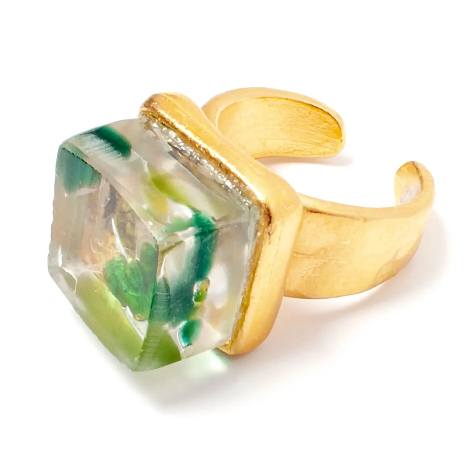 Smart Glass Recycled Jewelry Recycled Glass Mosaic Adjustable Ring - Wine