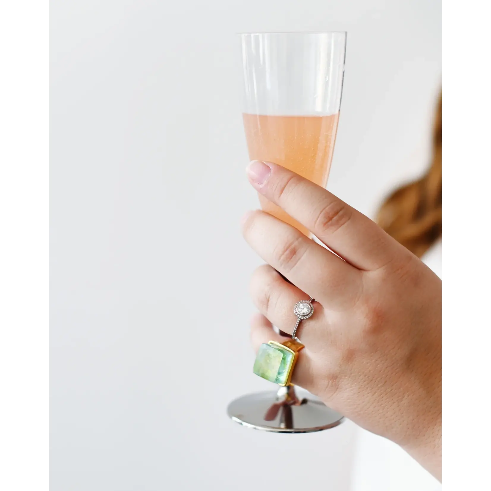 Smart Glass Recycled Jewelry Recycled Glass Mosaic Adjustable Ring - Pastel Sake Bottle