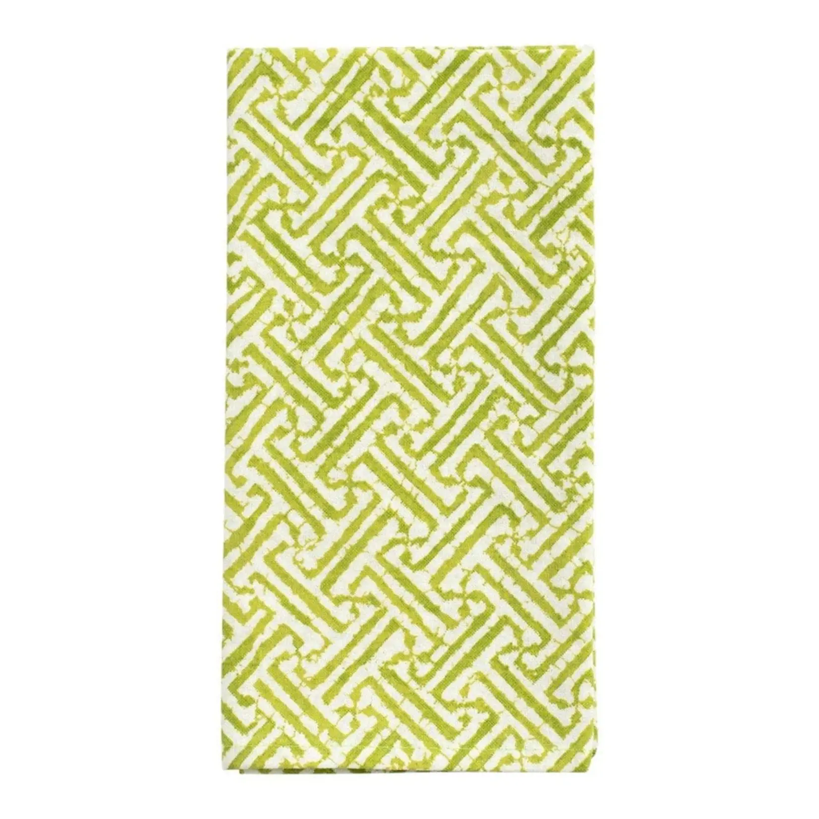 Caspari Cotton Napkin S/4 Fretwork Green