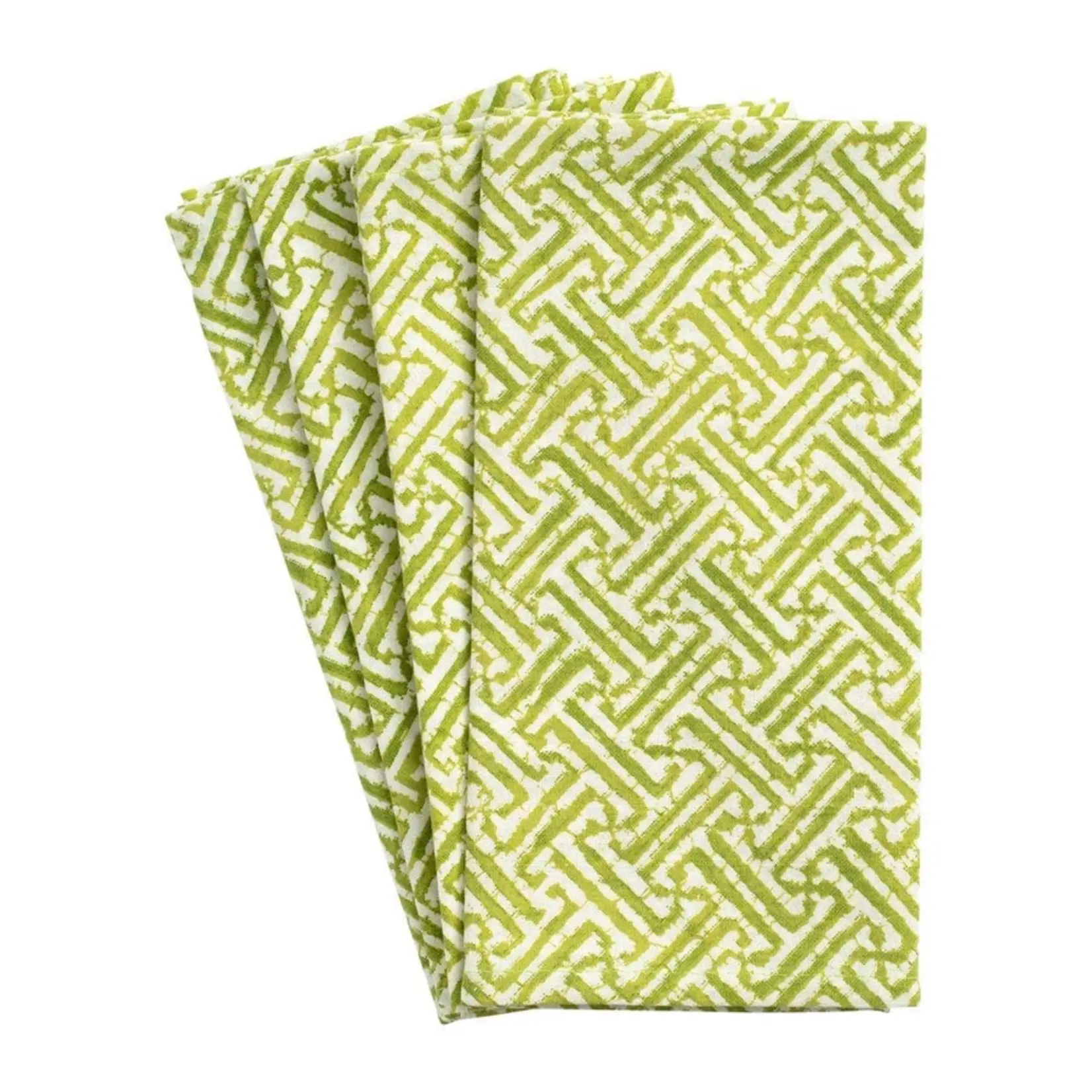 Caspari Cotton Napkin S/4 Fretwork Green
