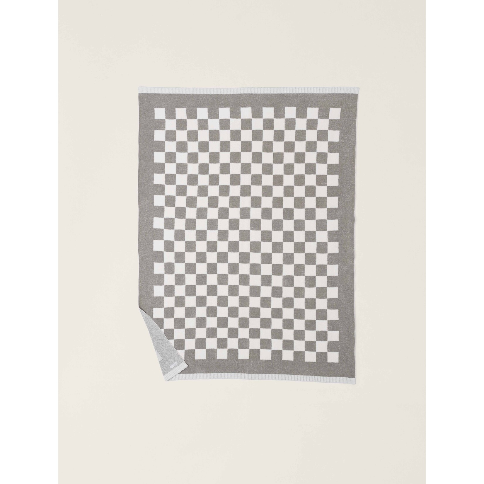 Barefoot Dreams CozyChic Cotton Checkered Throw Eucalyptus Cream