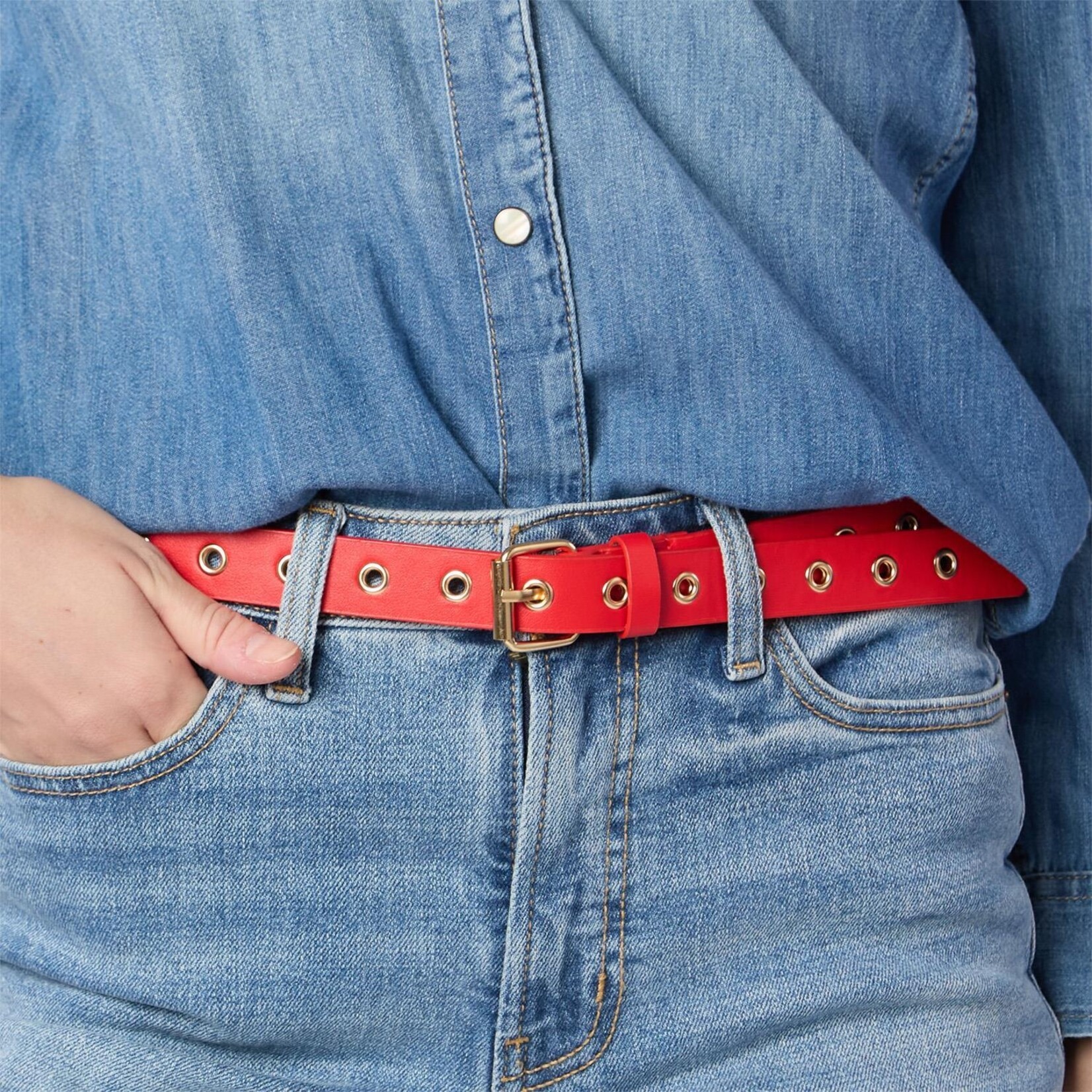 Two's Company Glam Grommet Vegan Leather Belts with Grommets