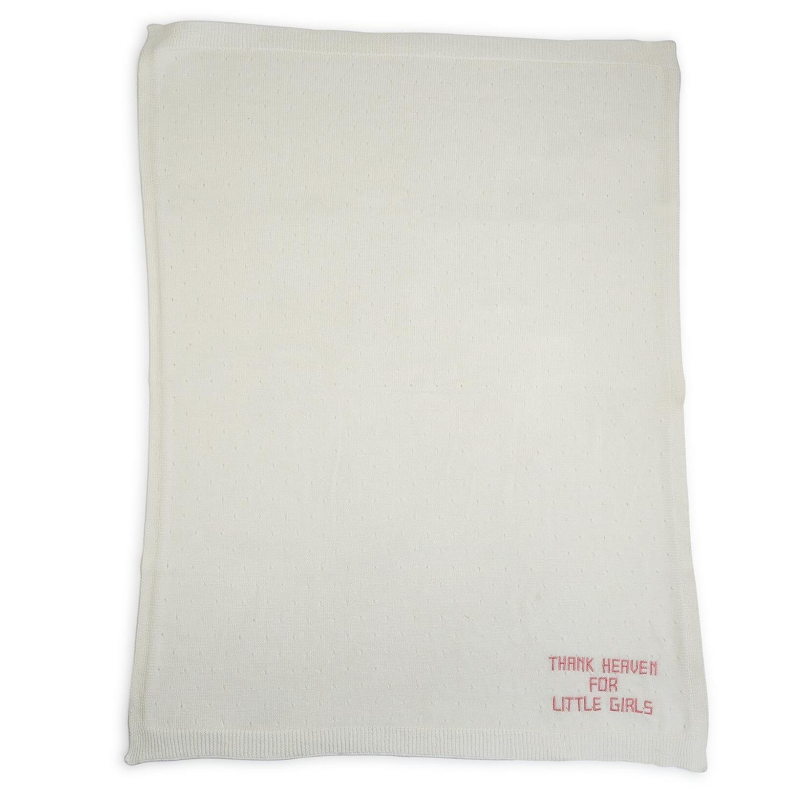 Two's Company Thank Heaven 30" x 40" Soft Knit Blanket with Pink Embroidery
