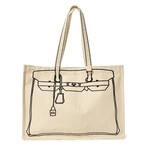 Two's Company Tote de Luxe Cotton Canvas Tote with Sketch Bag Motif