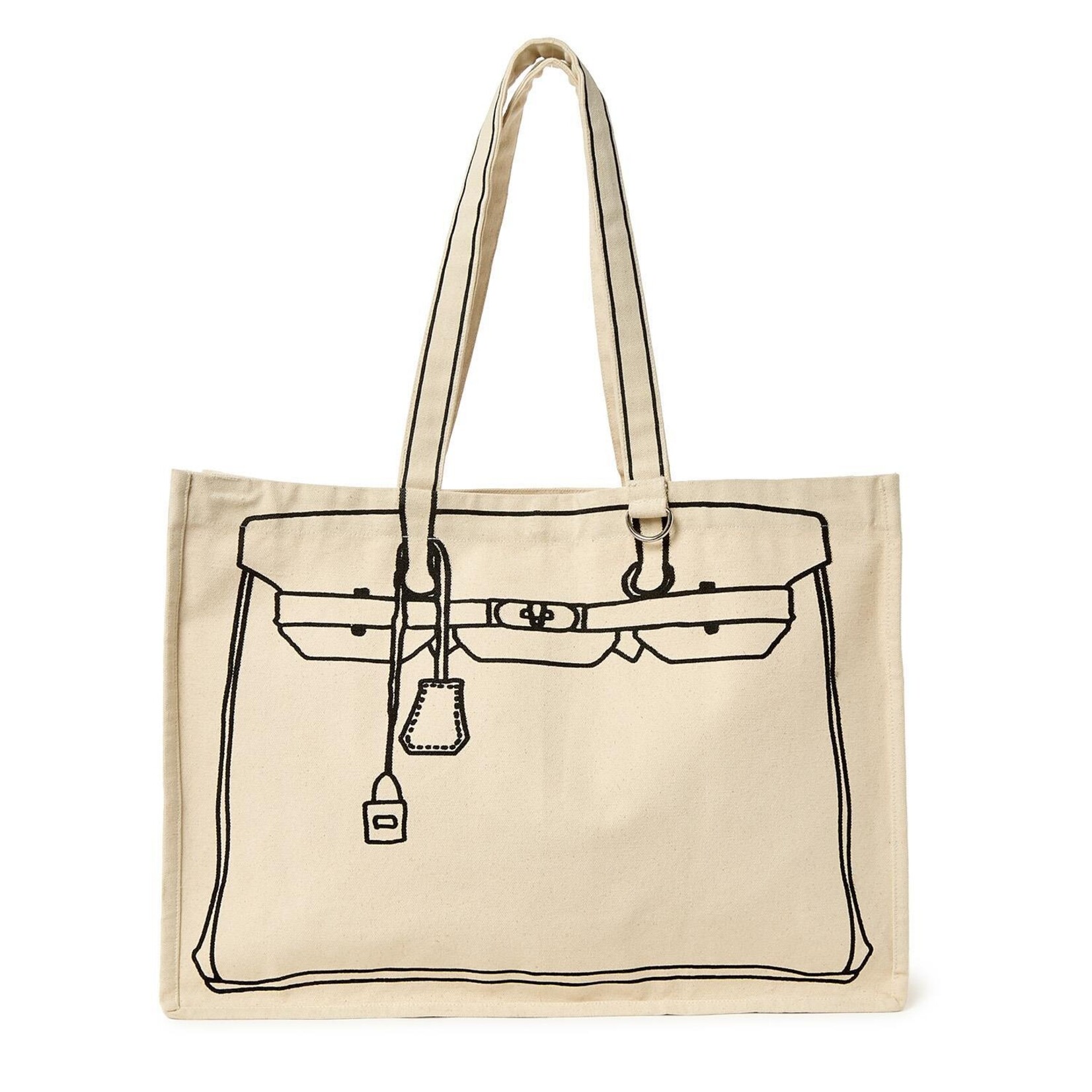 Two's Company Tote de Luxe Cotton Canvas Tote with Sketch Bag Motif