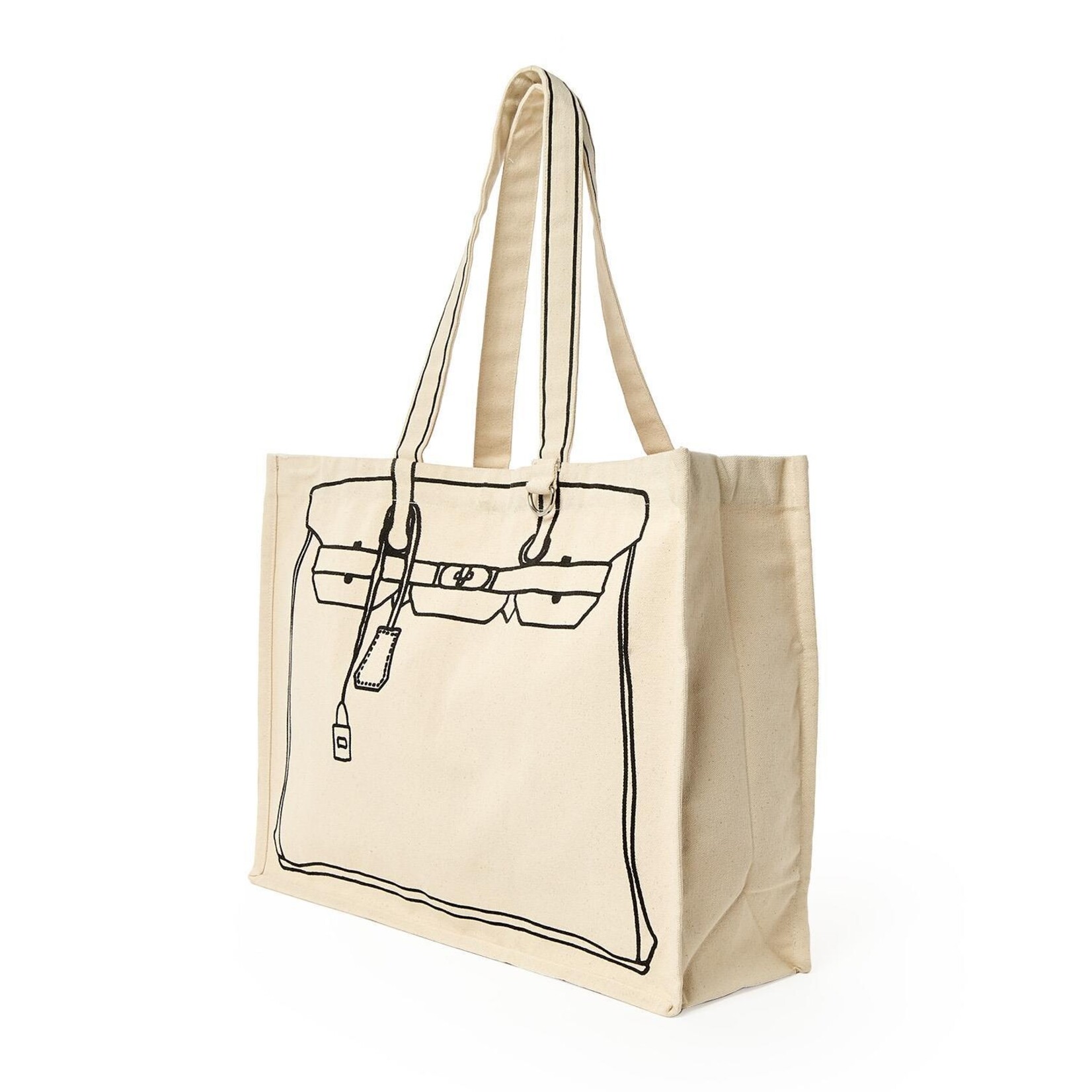 Two's Company Tote de Luxe Cotton Canvas Tote with Sketch Bag Motif
