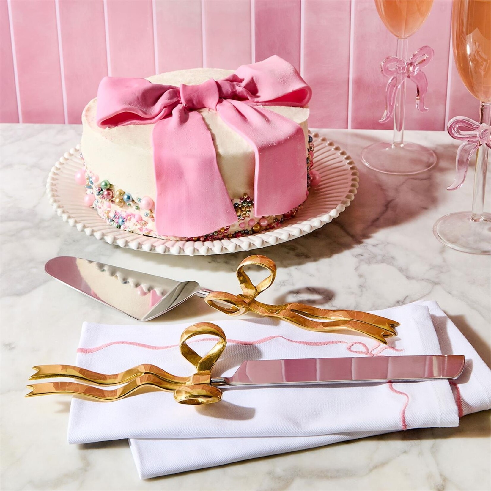 Two's Company Bow Appetit 2 Pc Cake Server Set in Gift Box