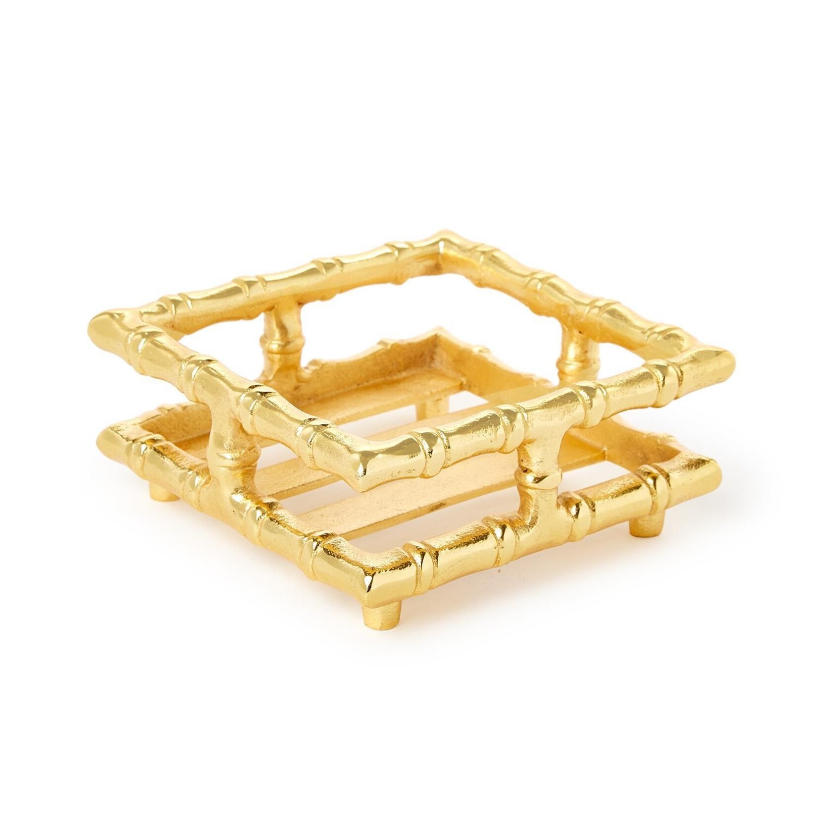 Two's Company Gold Bamboo Cocktail Napkin Holder