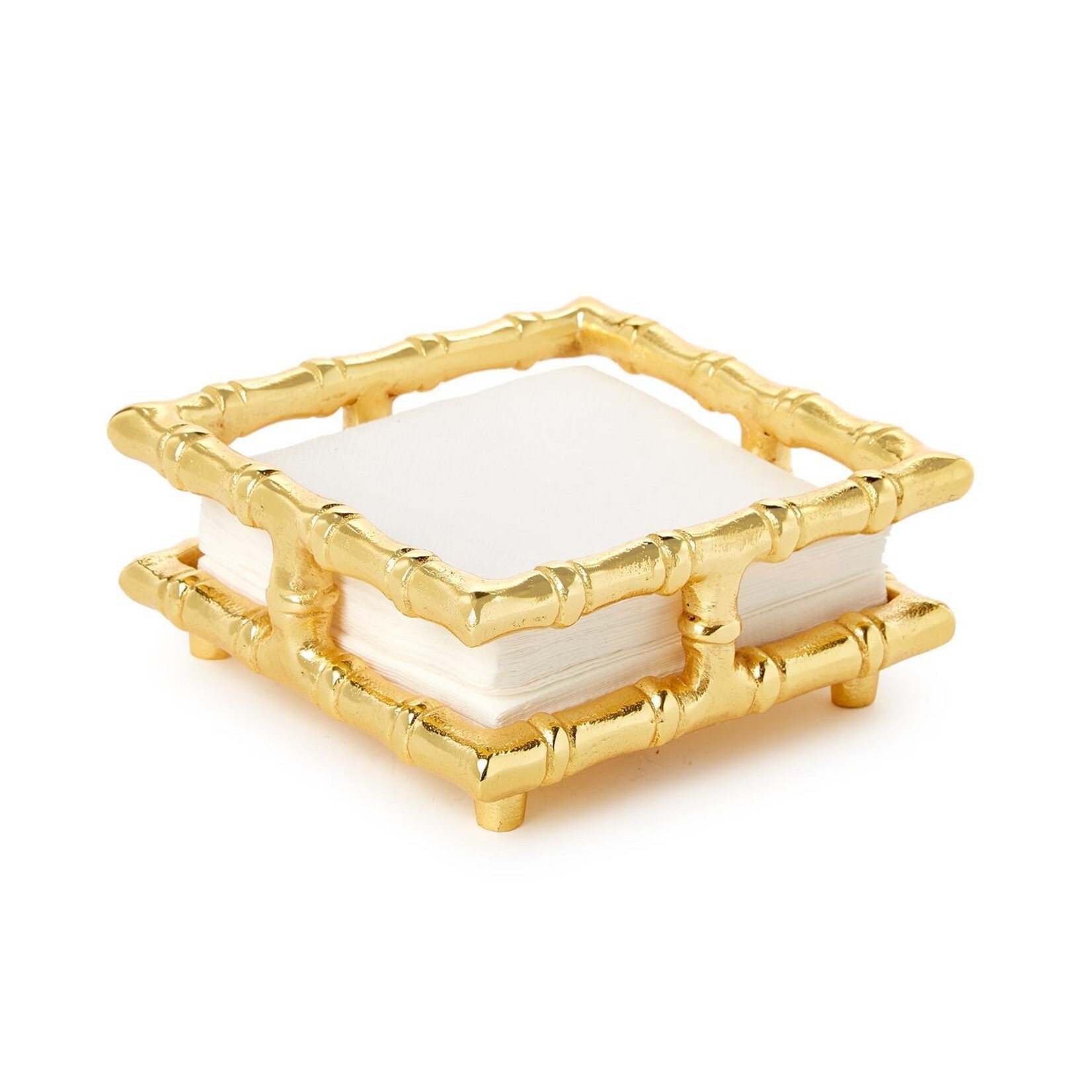Two's Company Gold Bamboo Cocktail Napkin Holder