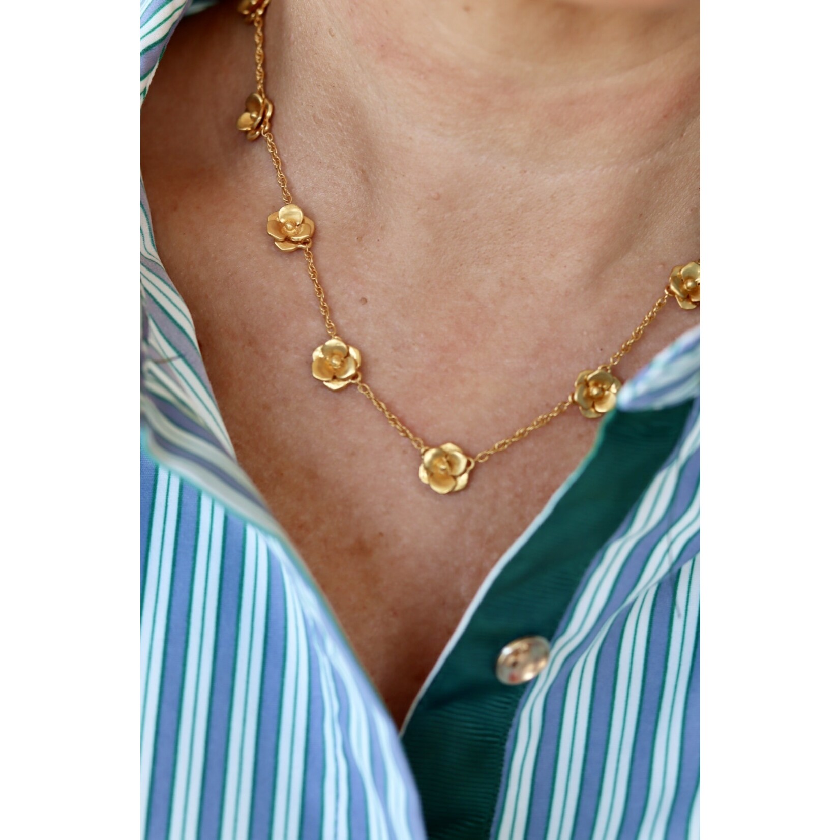 Mary Square Fiona Simple Stripe Blue/Green Dress