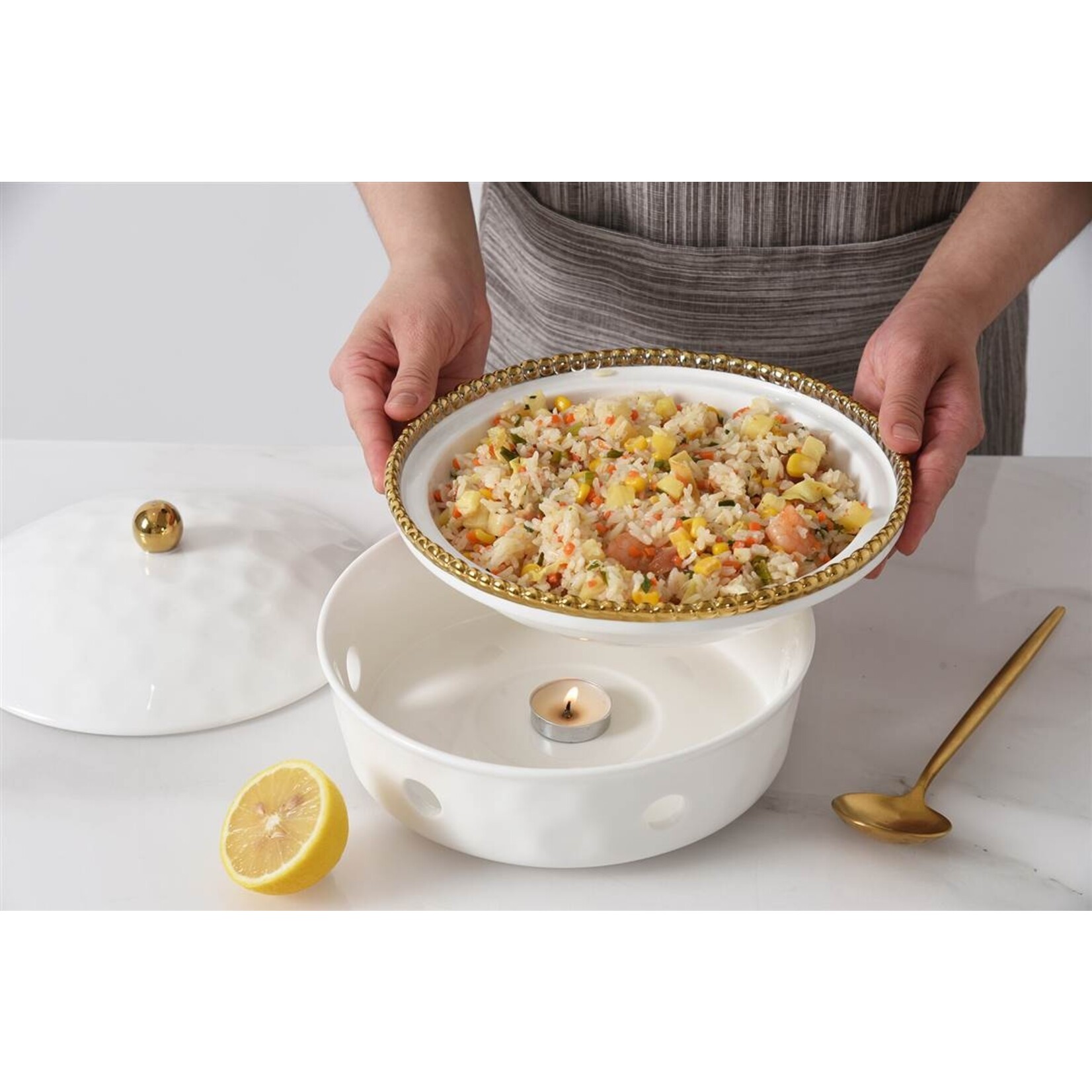 Pampa Bay Golden Salerno Small Round Chafing Dish