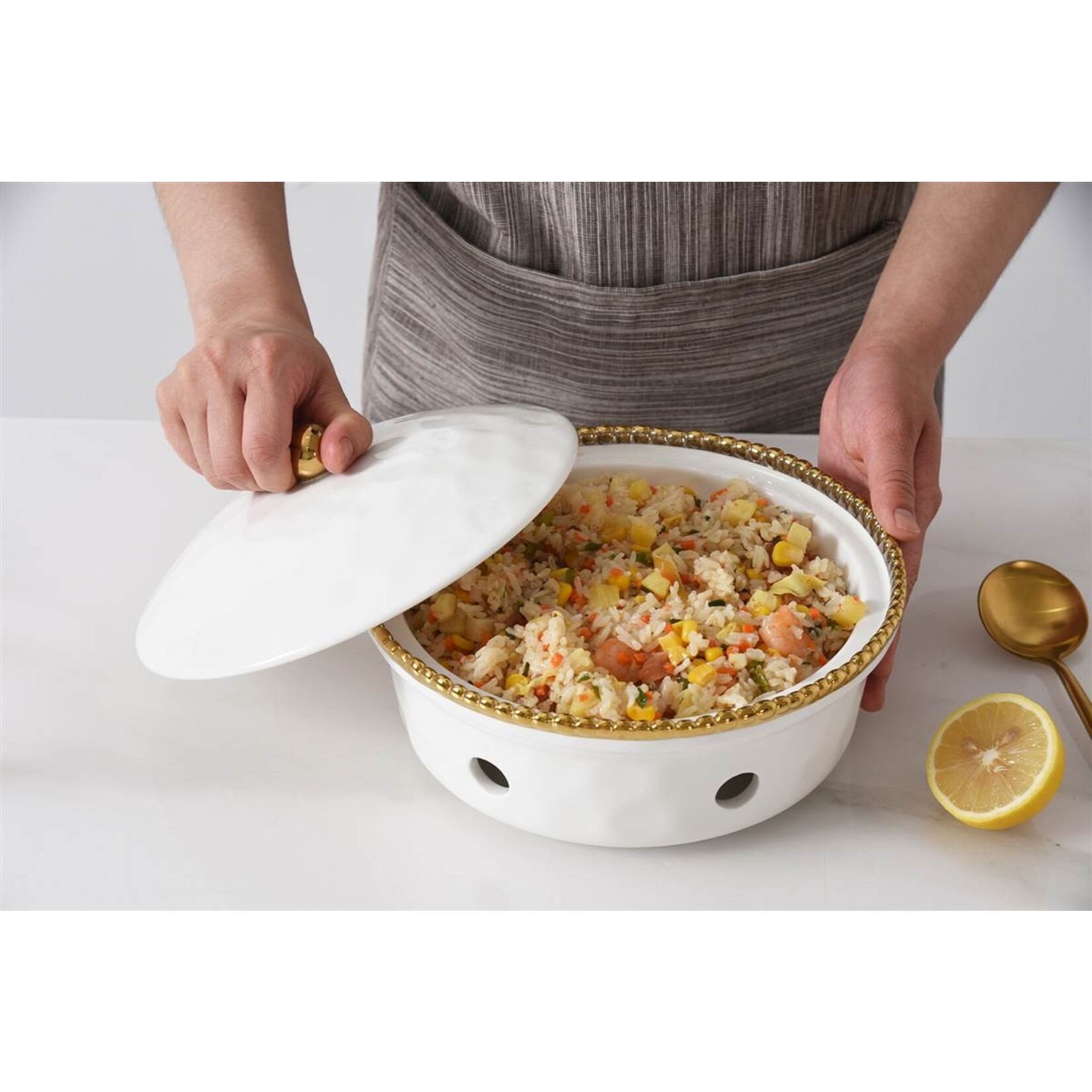 Pampa Bay Golden Salerno Small Round Chafing Dish