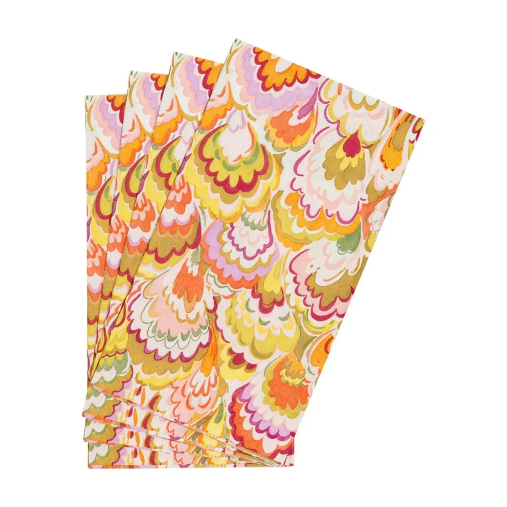 Caspari Guest Towel Marbled Ceramica Raspberry