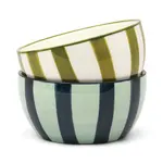 Here's How The Bella Dipping Bowls SET OF 2 IN GREEN + BLUE STRIPE