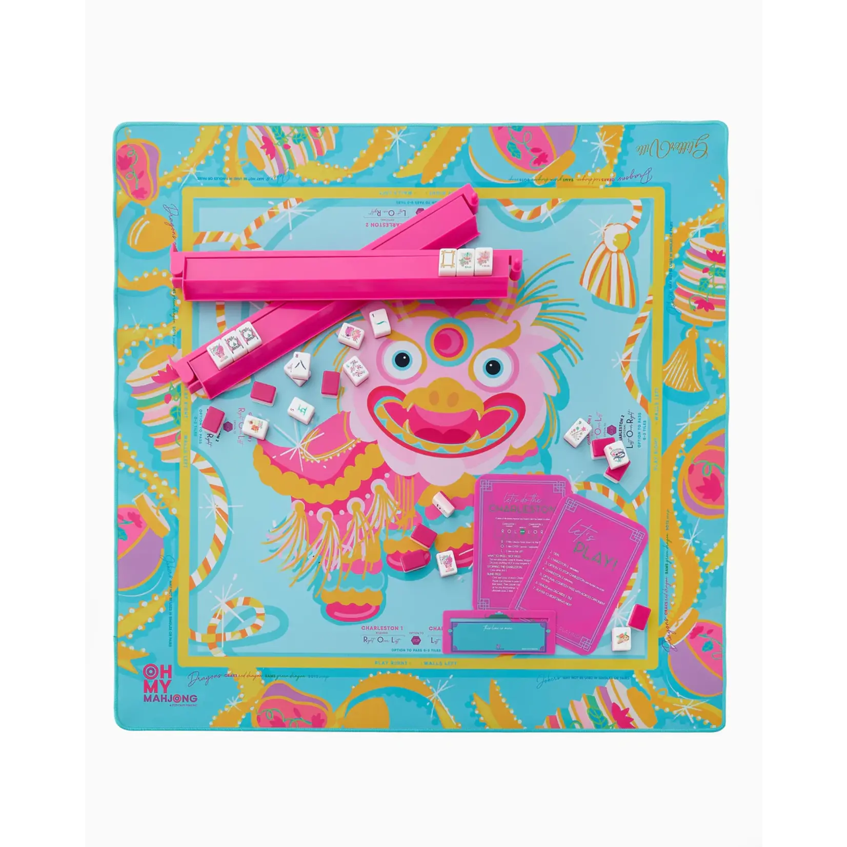 Oh My Mahjong Glitterville Pink Dragon Mat