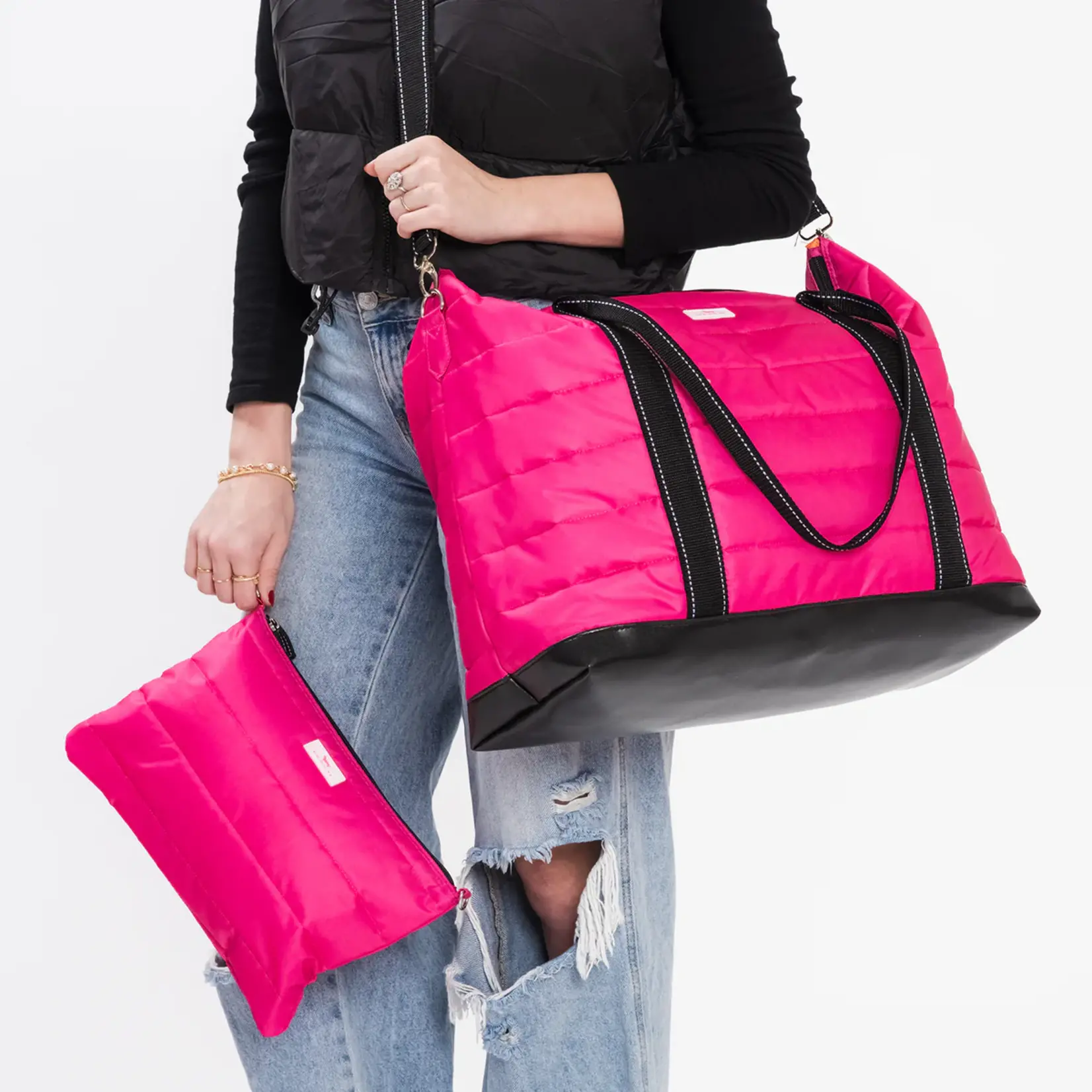 SCOUT Bags Triple Advisor Travel Bag Large Bag with Pouch Pink Puffer