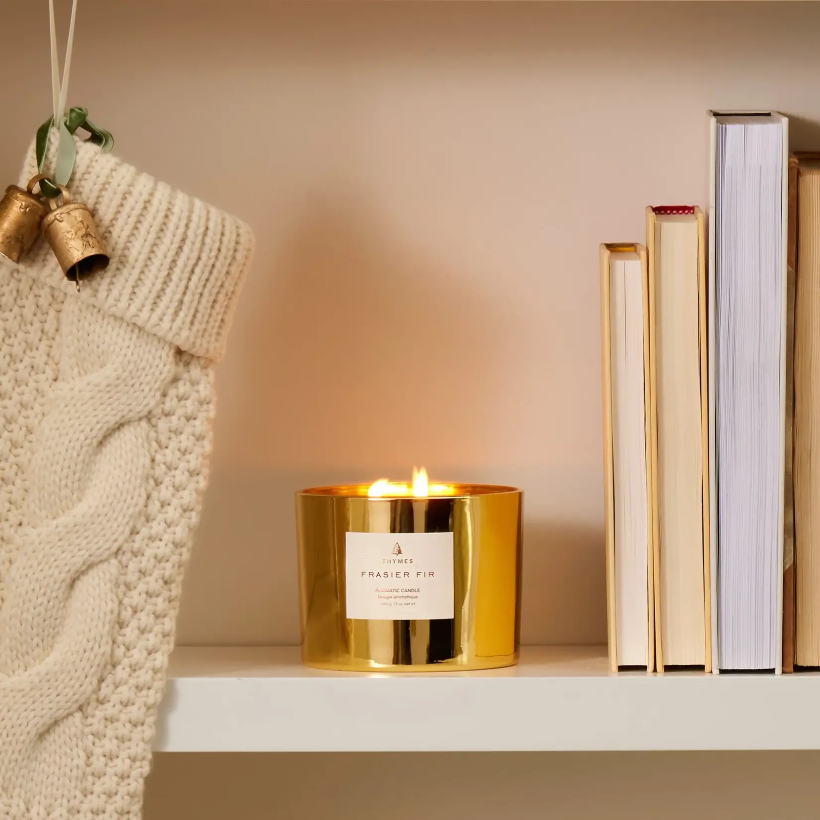 Thymes Frasier Fir Gilded Poured Candle 3-Wick Gold