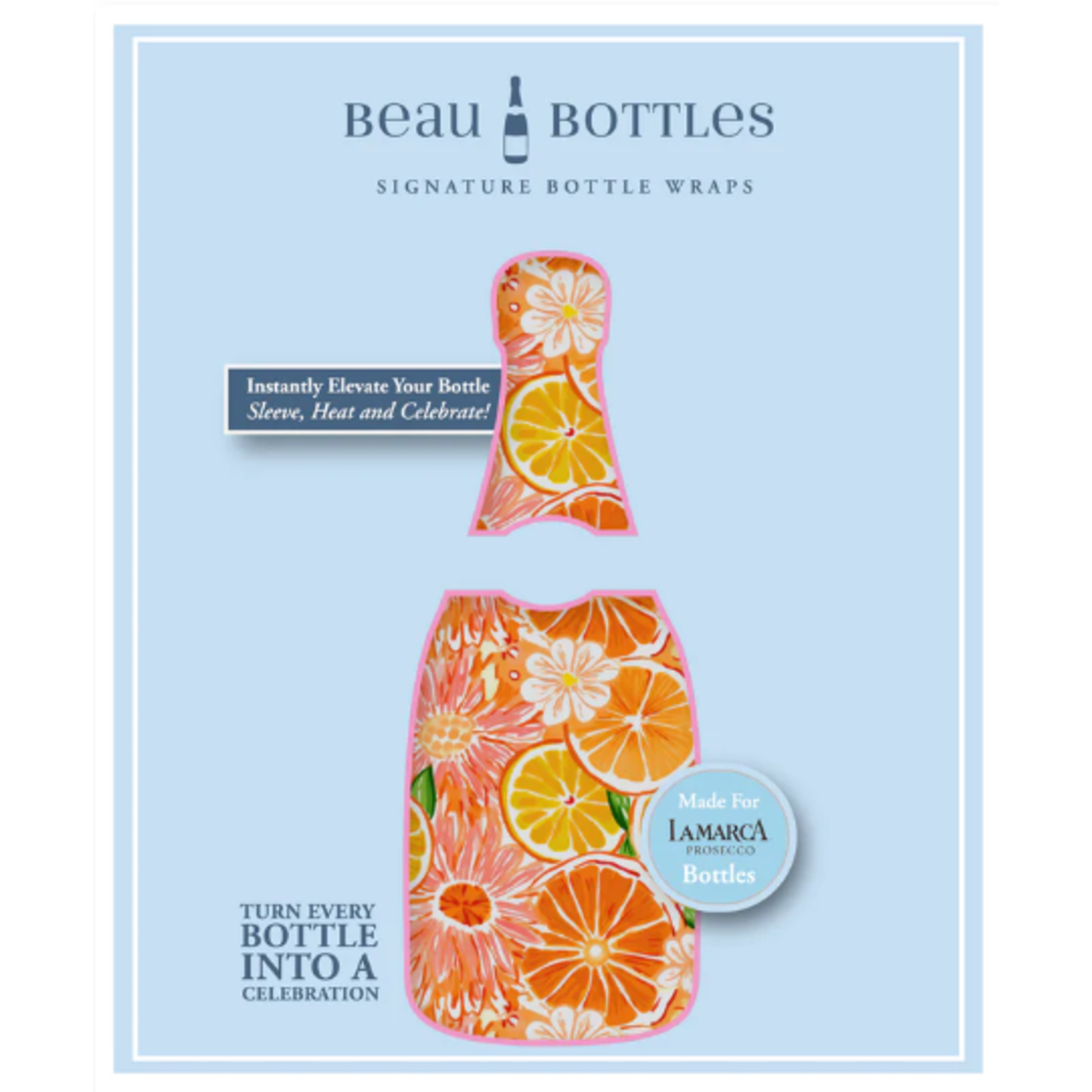 Beau Bottles Beau Bottles Preppy Watercolor Oranges- La Marca Edition