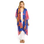 Two's Company Crane Print Cobalt Long Kimono